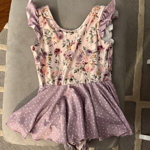 Cheeky plum Floral and Polka Dot dance leotard